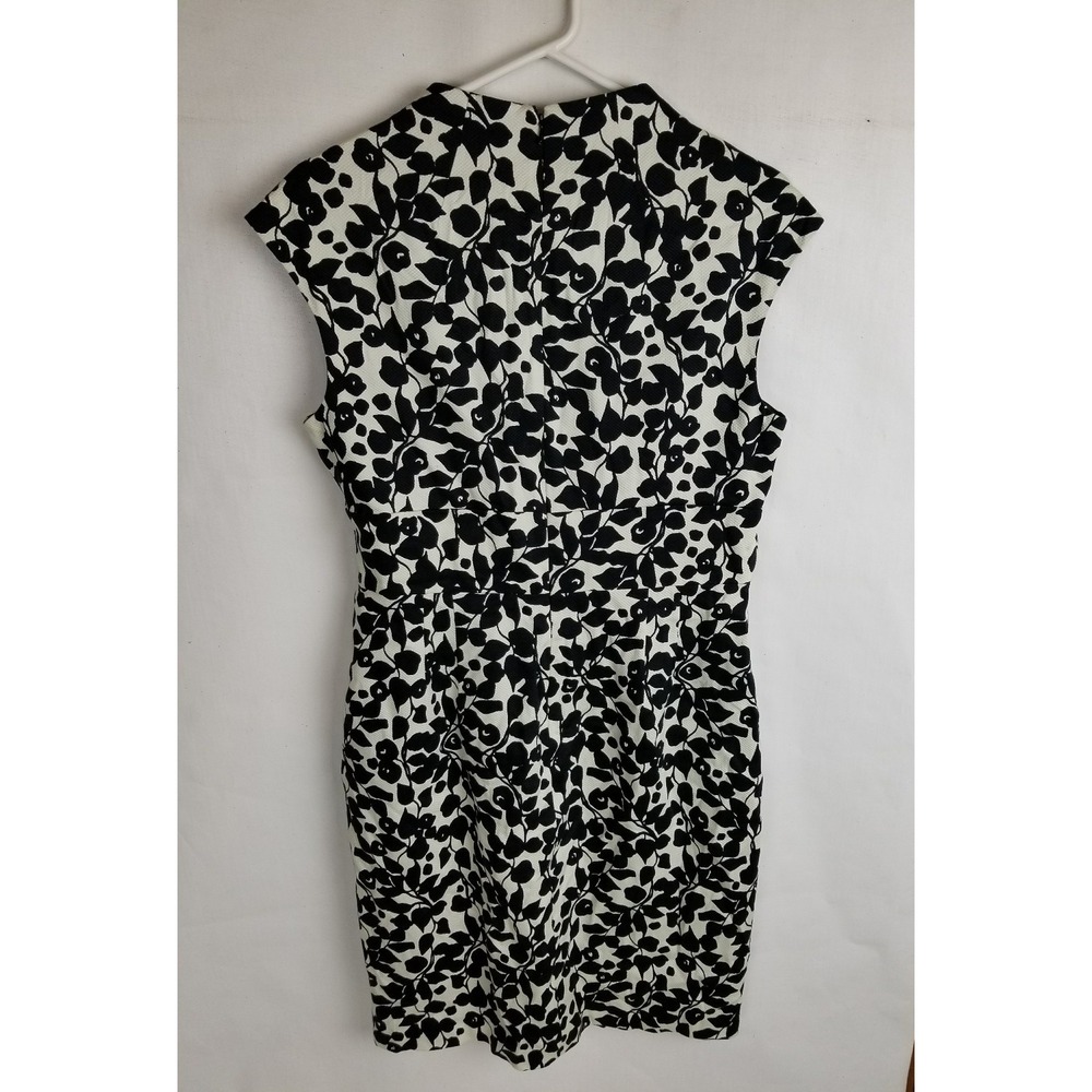 Adrianna Papell Size 12 Cap Sleeve Black Ivory Cotton Blend  EC - Picture 3 of 7